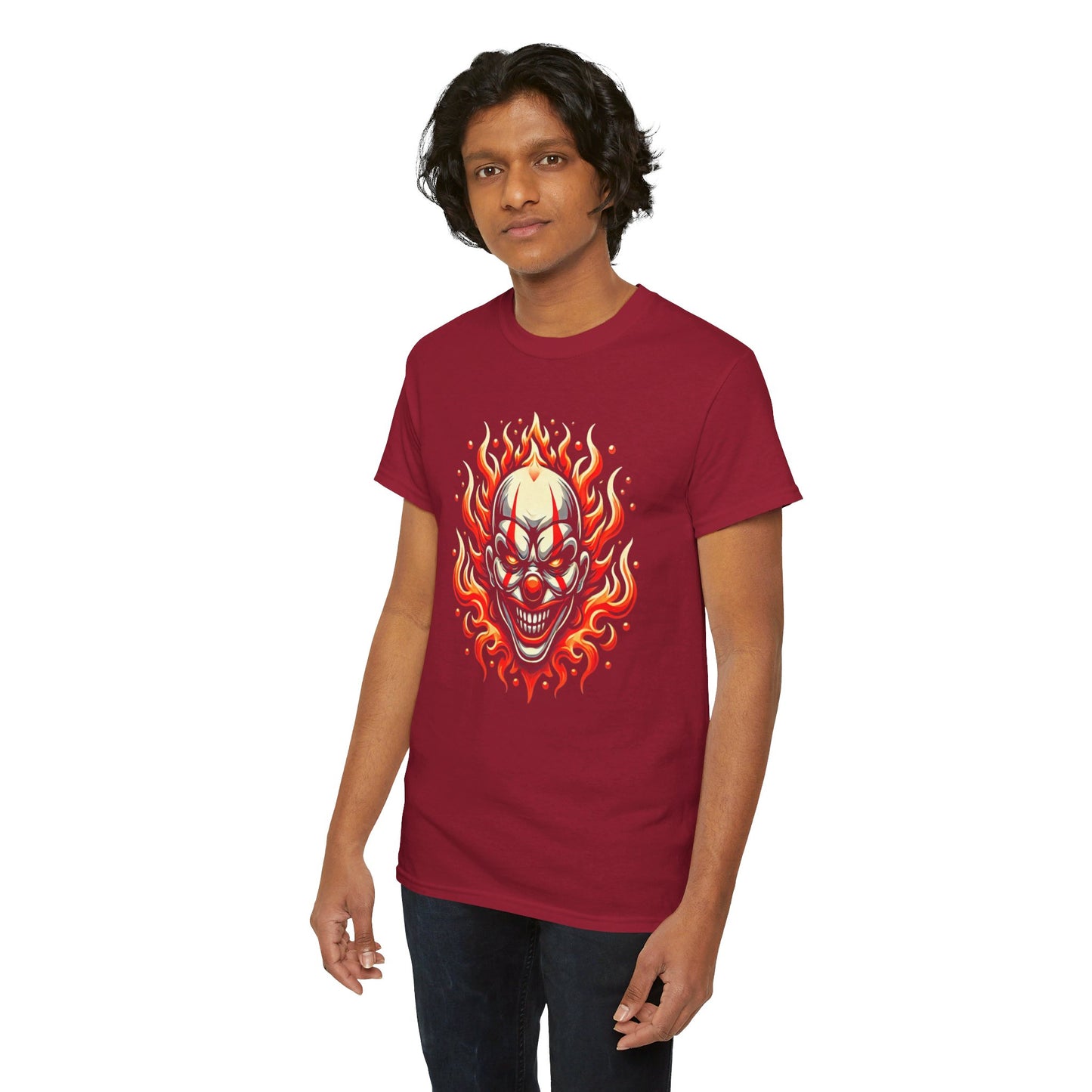 Flaming Fire Clown - Graphic Unisex Heavy Cotton Tee