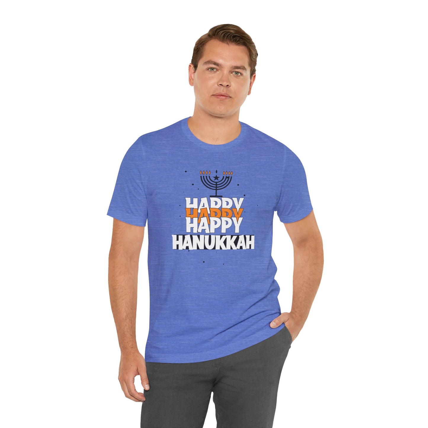 Happy Hanukkah Menorah - Unisex Jersey Short Sleeve Tee