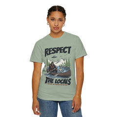 Bigfoot and Alien Outdoor Canoe Adventure - Respect The Locals T-Shirt