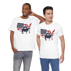 Red White and Blue Farmer Graphic, Unisex Jersey Short Sleeve Tee