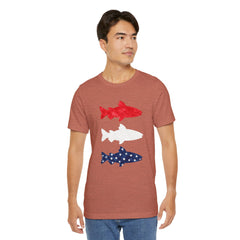 Patriotic Trout T-Shirt — Red White & Blue Fish Tee