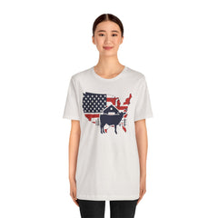 Red White and Blue Farmer Graphic, Unisex Jersey Short Sleeve Tee