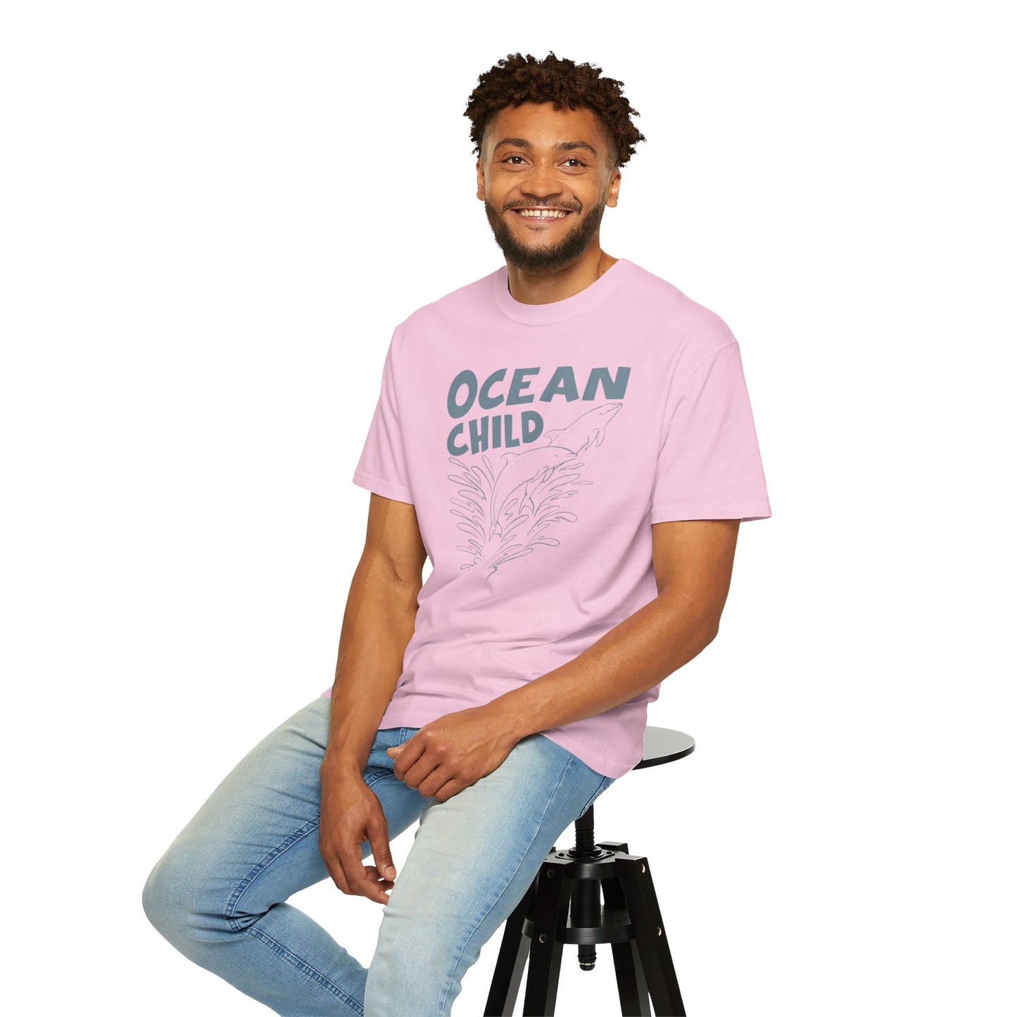 Dolphins, Ocean Child -  Graphic Unisex Garment-Dyed T-shirt