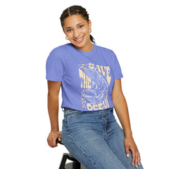 Whales, Save The Ocean -  Graphic Unisex Garment-Dyed T-shirt
