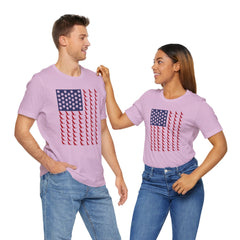 Personalized Dog Silhouette on American Flag - Tell us your dog breed, Unisex Short Sleeve Tee, Golden Retriever Silhouette Shown, Patriotic Shirt, Patriotic Pooch