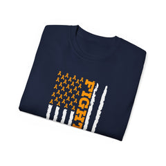 Fighter on a American Flag with Limb Awareness Stars / Amputee / Amputation / Leg / Arm / / Prosthetic / Unisex Ultra Cotton Tee
