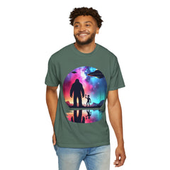 Bigfoot & Alien Nightscape T-Shirt — Sasquatch UFO Graphic Tee