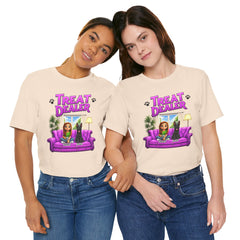 Personalized Treat Dealer T-Shirt — Funny Pet Lover Tee with Girl and Dog on Purple Couch