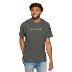 REMEMBER Graphic T-Shirt — Minimalist Memorial Jewish Quiet Faith Tee