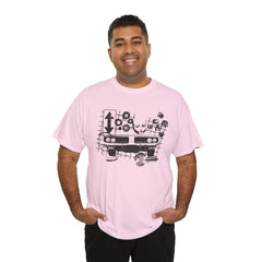 Abstract Retro Racing Car Unisex Heavy Cotton Tee | Perfect for Car Enthusiasts, Father's Day Gift, Casual Wear, Vintage Style, Unique Graphic Shirt