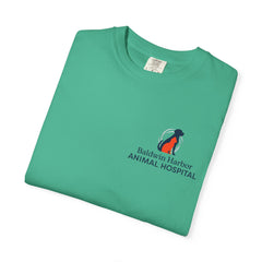 Front Logo Back Graphic Baldwin Harbor Animal Hospital "Who Let the Dogs Out?" Graphic Tee