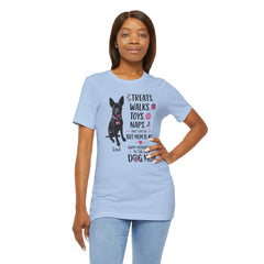 Personalized Your Dog and its name Mother's Day T-Shirt — 'Treats. Walks. Toys. Naps.