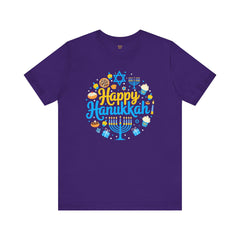 Happy Hanukkah Menorah - Unisex Jersey Short Sleeve Tee