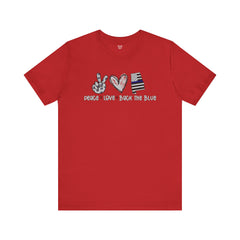 Peace Love Back The Blue in Alabama, Graphic Unisex Short Sleeve Tee