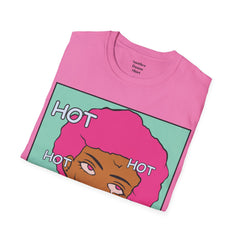 HOT Pink Cotton Candy Haired Pop Art Lady Unisex Softstyle T-Shirt