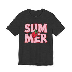 Summer Strawberry T-Shirt — Cute Pink Graphic Tee with Strawberry "SUMMER" Design