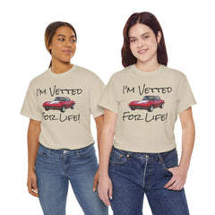 Red Corvette Summer Unisex Tee - I'm Vetted For Life Front and Back Image T Shirt