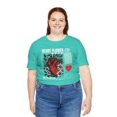 Heart Flower Tee - Nuturing Affection In The Garden Of Life - Positive Vibes Unisex Jersey Short Sleeve Tee