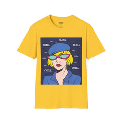Chill Girl Unisex Softstyle T-Shirt  Pop Art Girl Wearing Sunglasses