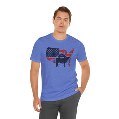 Red White and Blue Farmer Graphic, Unisex Jersey Short Sleeve Tee