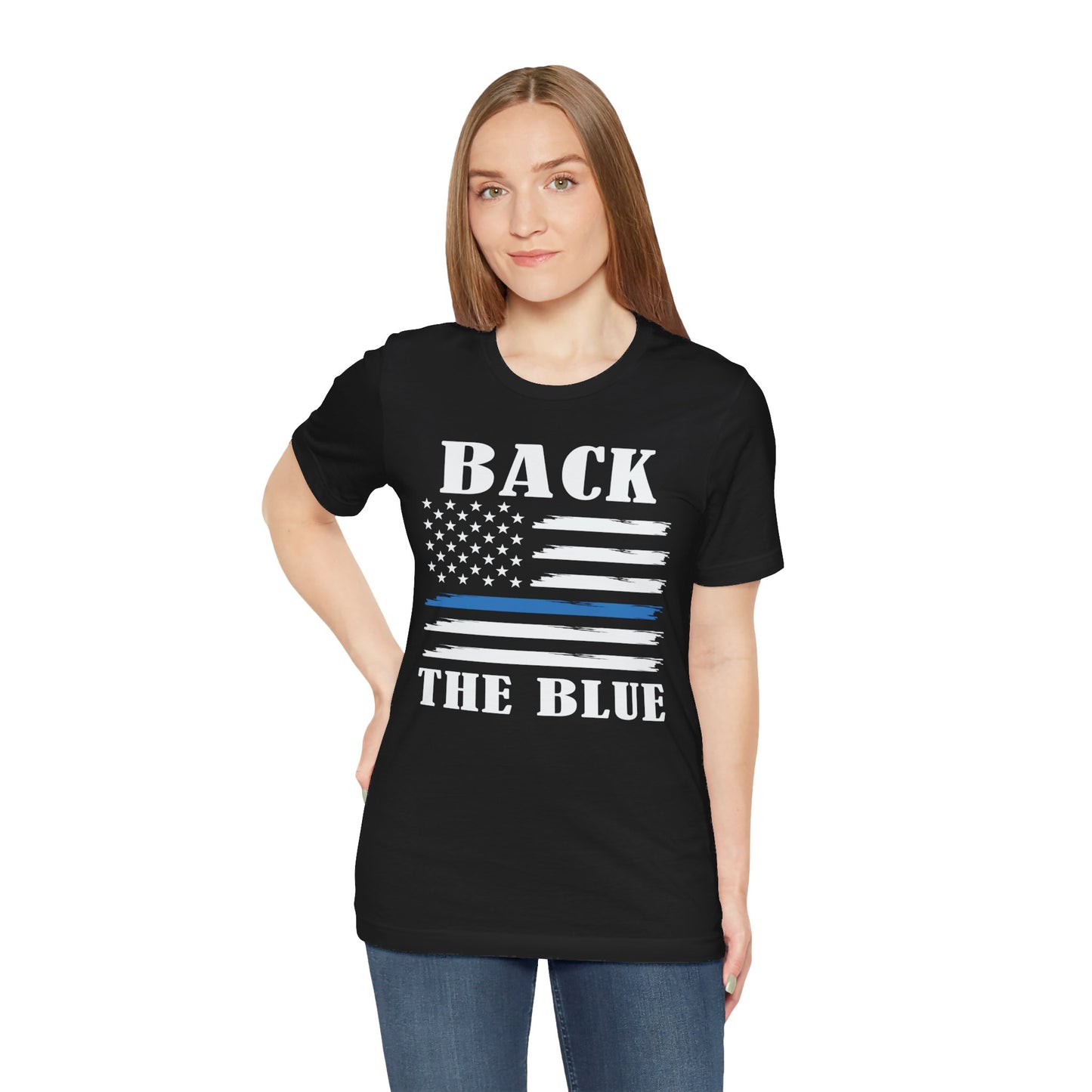 BACK THE BLUE Flag, Graphic Unisex Short Sleeve Tee