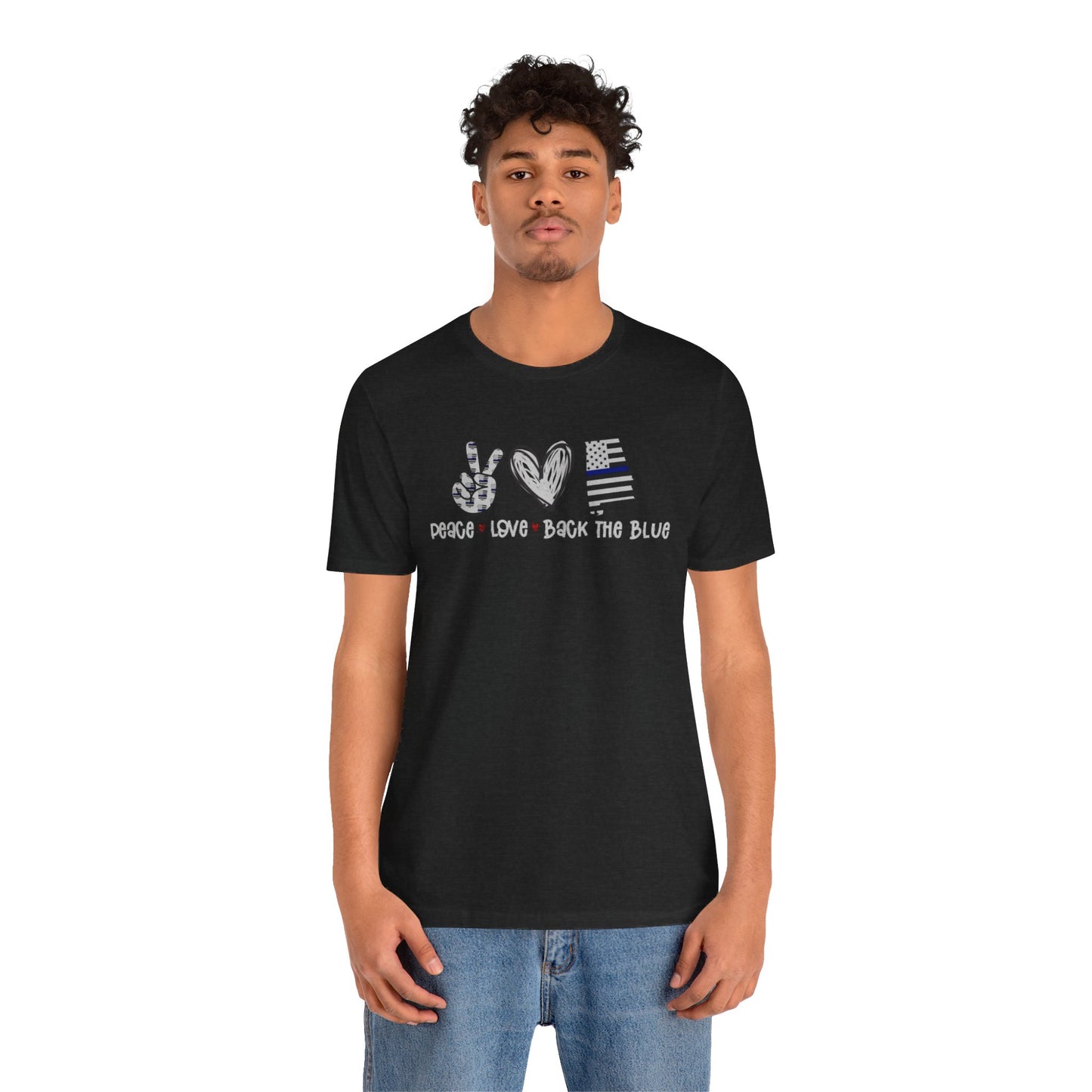 Peace Love Back The Blue in Alabama, Graphic Unisex Short Sleeve Tee