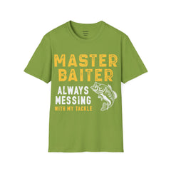 Master Baiter Always Messing With My Tackle Unisex Softstyle T-Shirt  A unique gift for those who love to fish or bait.