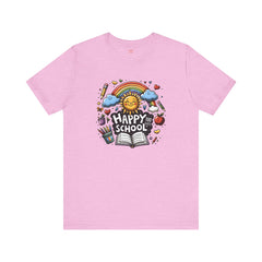 HAPPY 100 DAYS of SCHOOL - Unisex Short Sleeve Tee | Elementary School Holiday, Teacher Apparel, Kids Motivation, Days Checked Off, 100 Days