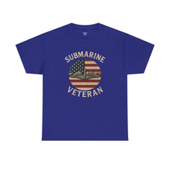 Submarine Veteran American Flag Tee | Unisex Heavy Cotton T-Shirt, Military Apparel, Veteran Gift, Patriotic Top, Casual Wear