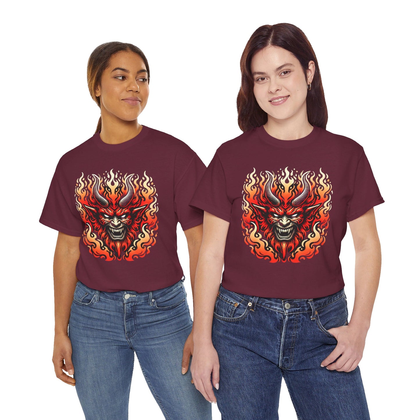 Fiery Fire Demon - Graphic Unisex Heavy Cotton Tee