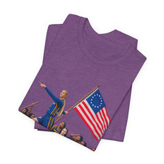 Historical Fever Patriot T‑Shirt — Revolutionary Flag Rowboat Design