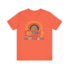 Teaching Inspired Short Sleeve Tee, Teacher Gift, Inspirational Shirt, Rainbow Graphic Tee, Cute Teacher Apparel, Back to School Shirt