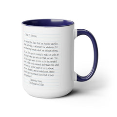 Rebel Nerd Jock Princess Basketcase Don't You Forget About Me & The Letter - Two-Tone Mugs, 15oz / The Breakfast Club / 80s Movies /