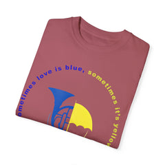 Blue French Horn and Yellow Umbrella Unisex T-shirt - HIMYM Fan Apparel