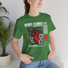 Heart Flower Tee - Nuturing Affection In The Garden Of Life - Positive Vibes Unisex Jersey Short Sleeve Tee