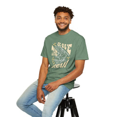 Whales, Save The Ocean -  Graphic Unisex Garment-Dyed T-shirt