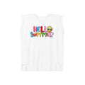 Hello Summer graphic tee, womens graphic T Shirt, flowy muscle tee, rolled cuffs shirt, women's shirt, summer t-shirt, camping shirt, outdoor apparel, adventure clothing, nature lover gift, gift for camper, hiking t-shirt, wanderlust apparel.