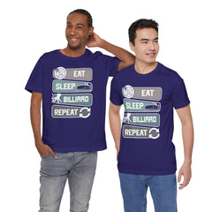 Eat Sleep Billard Repeat - Graphic Unisex Jersey Short Sleeve Tee
