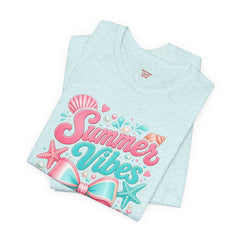Summer Vibes Tee — Pastel Seashell Bow Beach T-Shirt