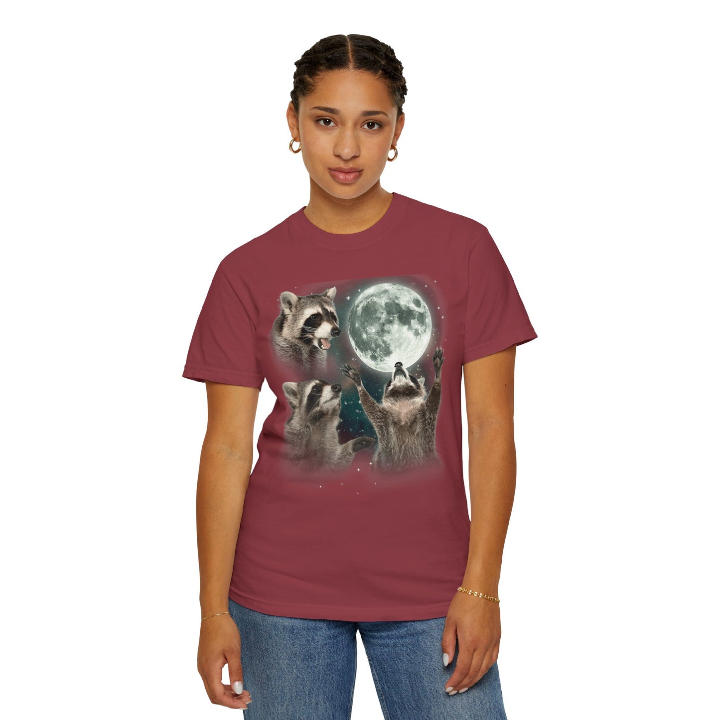 Three Raccoons and the Moon Vintage Style Graphic Tee