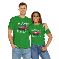 Red Corvette Summer Unisex Tee - I'm Vetted For Life Front and Back Image T Shirt