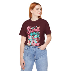 Summer Vibes Tee — Pastel Seashell Bow Beach T-Shirt