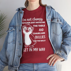 Clumsy Funny Penguin Graphic Tee | Unisex Heavy Cotton Tee | Great Gift for Animal Lovers, Birthdays, Casual Wear, Humorous Gifts, Everyday Style