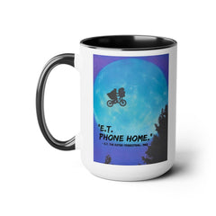 ET Phone Home Mug: 15oz Two-Tone, Retro Movie, Pop Culture Gift