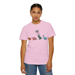Dinosaur UFO Retro Unisex Garment-Dyed T-shirt