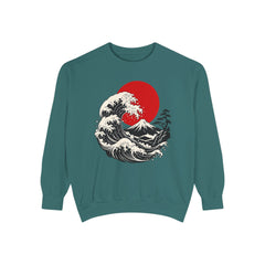 Japanese Wave and Red Sun Comfort Colors Sweatshirt