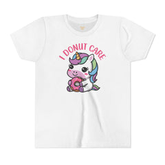 I Donut Care Unicorn Youth Short Sleeve Tee - Fun & Whimsical T-Shirt for Kids