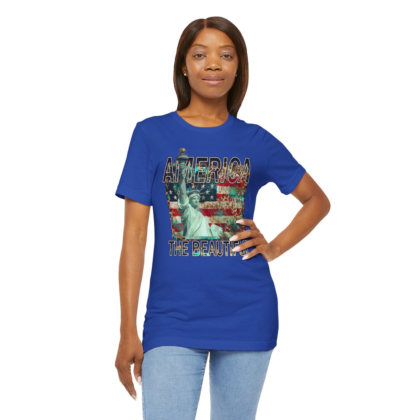 Statue Of Liberty, America The Beautiful, Unisex Jersey Short Sleeve Tee