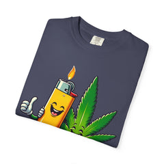 Vintage 'Lighter & Weed' Graphic T-Shirt — Relaxed Stoner/Cannabis Tee