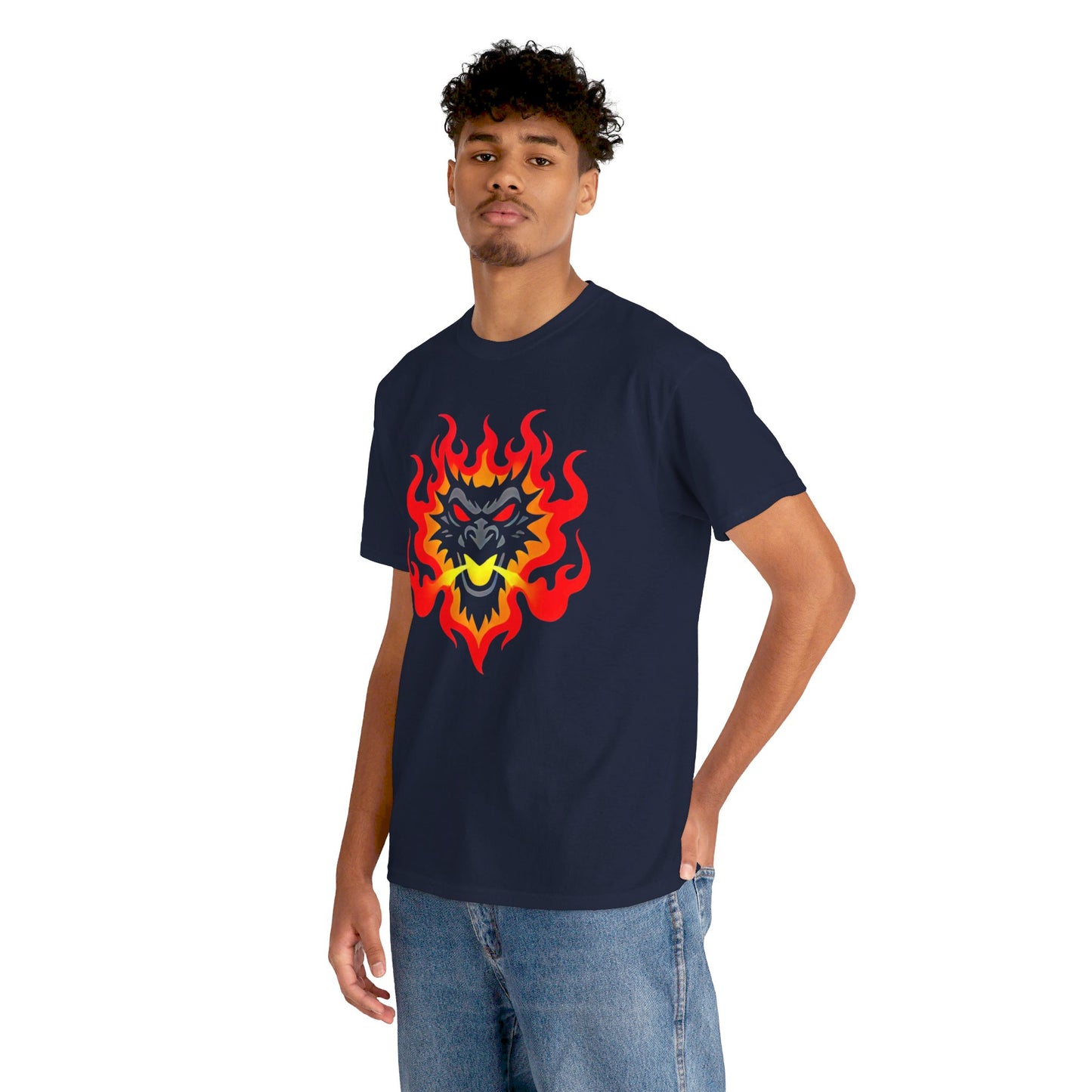 Flaming Fire Dragon - Graphic Unisex Heavy Cotton Tee